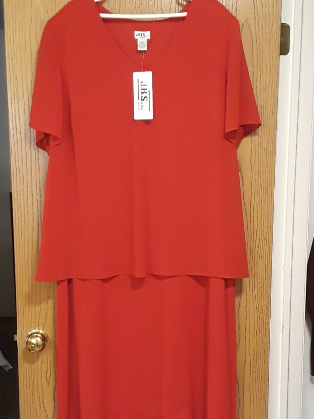 RARE NWT Plus Size Vintage JBS Ltd Red Dress 30W 1990s Polyester-Formal/Cocktail